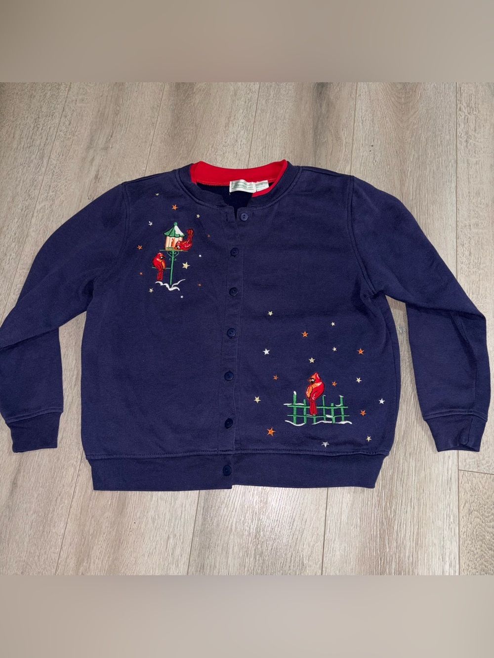 Vintage Shenanigans Women’s Button Up Sweater Cardinals Birds Small Cottage